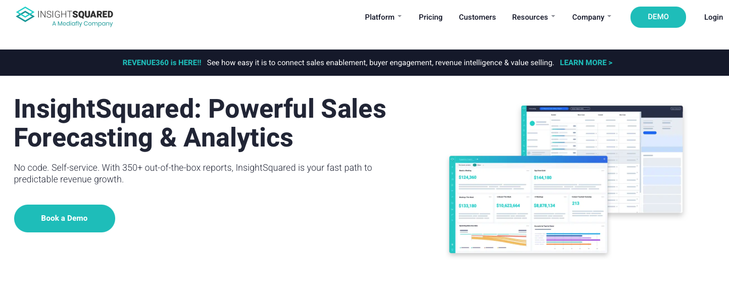 Screenshot of InsightSquared website landing page